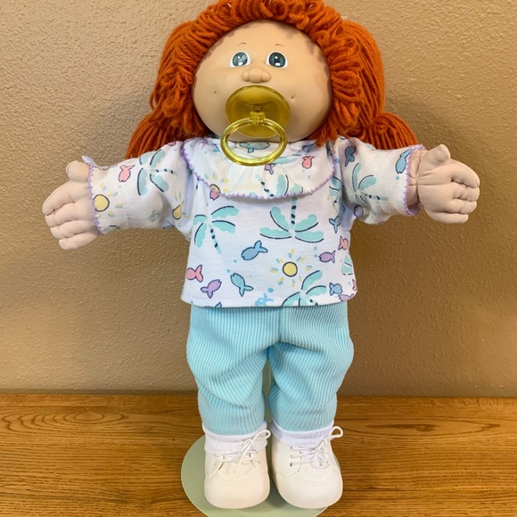 Vintage Cabbage Patch Kids Doll Girl With Pacifier And Red Hair - Picture 1 of 5